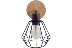 Kinkiet ścienny lampa ścienna DIANA loft drewniana DĄB 1x diament STYLOWA