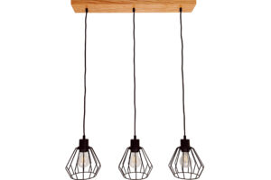 Lampa sufitowa wisząca DIANA żyrandol loft drewniana DĄB 3x diament STYLOWA