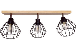 Lampa sufitowa wisząca DIANA regulowana loft drewno DĄB 3x diament STYLOWA