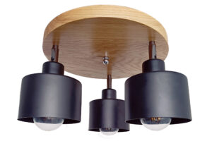 Lampa sufitowa wisząca DIANA żyrandol loft drewniana DĄB 3x klosz STYLOWA