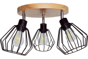 Lampa sufitowa wisząca DIANA żyrandol loft drewniana DĄB 3x diament STYLOWA