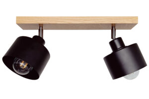 Lampa sufitowa wisząca DIANA regulowana loft drewniana DĄB 2x klosz STYLOWA