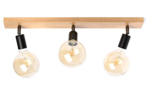 Lampa drewniana sufitowa loft listwa potrójna DĄB