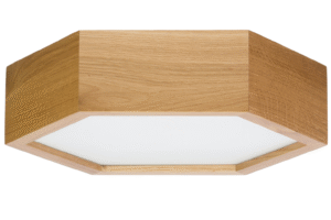 Lampa sufitowa LEJA heksagon ∅275 DĄB do salonu kuchni łazienki STYLOWA