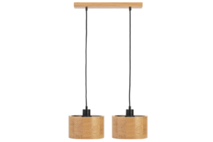 Lampa wisząca podwójna drewniana ANTILIA żyrandol DĄB