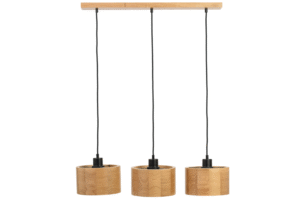 Lampa wisząca potrójna drewniana ANTILIA żyrandol DĄB