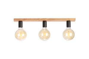 Lampa drewniana sufitowa loft listwa potrójna DĄB